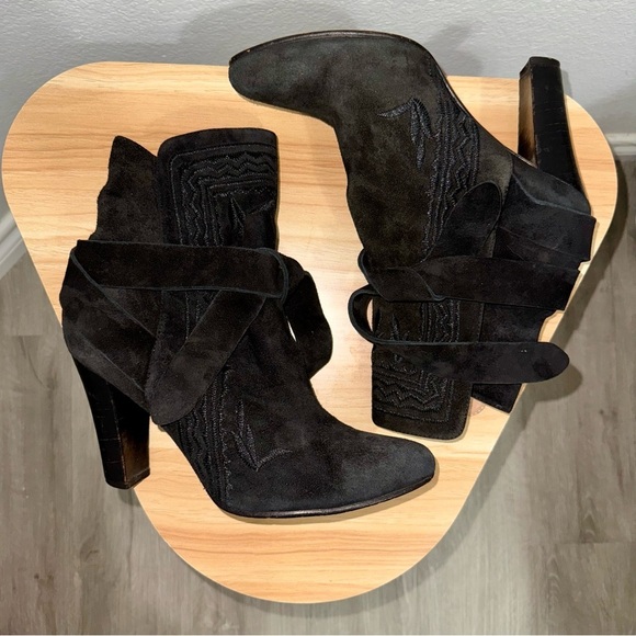Ulla Johnson Black Aggie Embroidered Pattern Booties Boots Size 38/8 - Picture 4 of 10